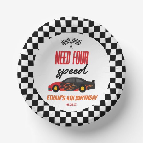 Need Four Speed Red Race Car 4th Birthday Party Paper Bowls