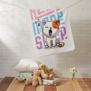 Need more Sleep Funny Cat cute yawn expression Baby Blanket