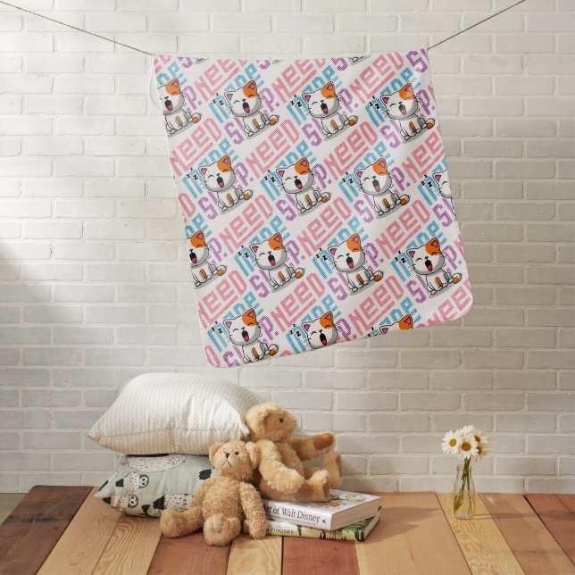 Need more Sleep | Funny Cat cute yawn expression Baby Blanket (In Situ)