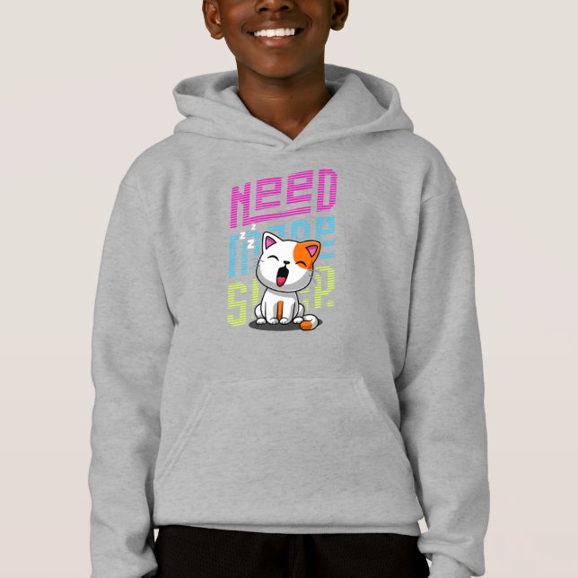 Need more Sleep | Funny Cat cute yawn expression Hoodie (Front)