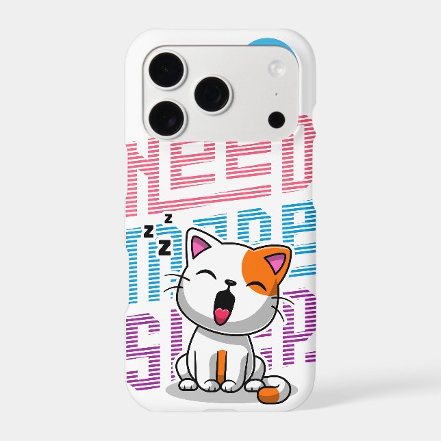 Need more Sleep | Funny Cat cute yawn expression Iphone Case (Back)