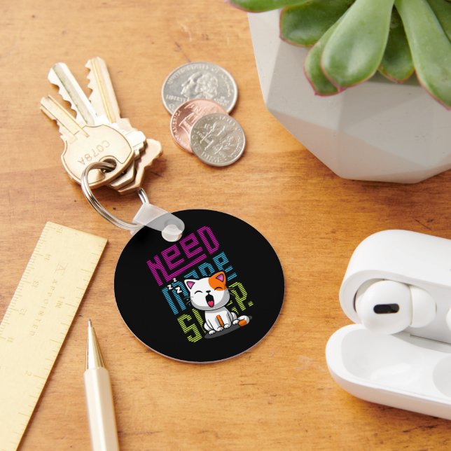 Need more Sleep | Funny Cat cute yawn expression Keychain (Desk)