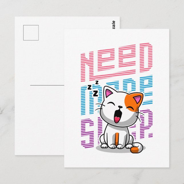 Need more Sleep | Funny Cat cute yawn expression Postcard (Front/Back)