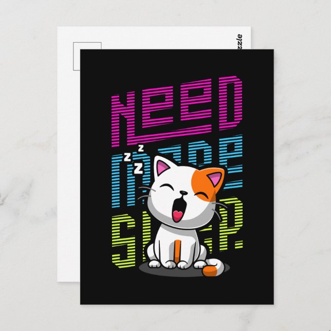 Need more Sleep | Funny Cat cute yawn expression Postcard (Front/Back)