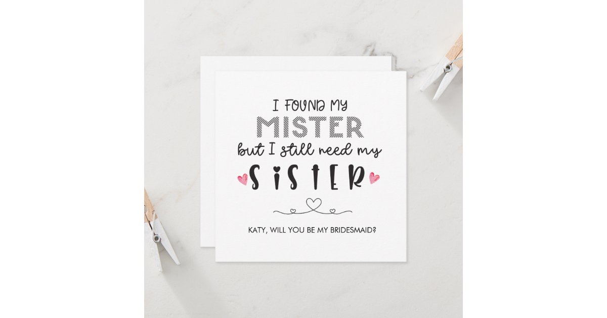 Need sister bridesmaid proposal folded card | Zazzle