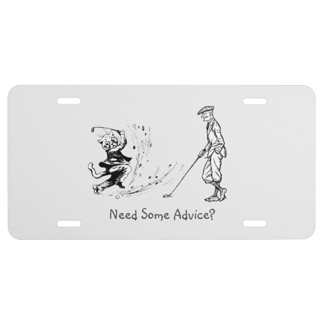 Need Some Advice (funny golfing cat)?     License Plate (Front)