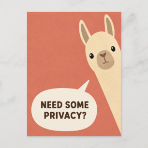 Need Some Privacy Funny Alpaca Humor Postcard