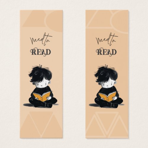 Need to Read Boy and Book Orange Peach Bookmarks