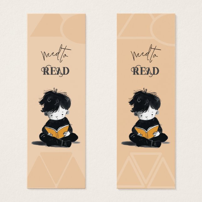 Need to Read Boy and Book Orange Peach Bookmarks (Front & Back)