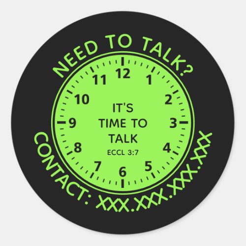 NEED TO TALK Mental Health Contact Helpline Classic Round Sticker