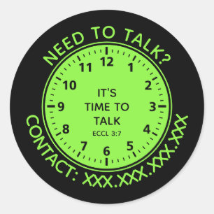 NEED TO TALK? Mental Health Contact Helpline Classic Round Sticker