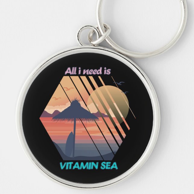 Need Vitamin Sea Sunset Beach Landscape Keychain (Front)