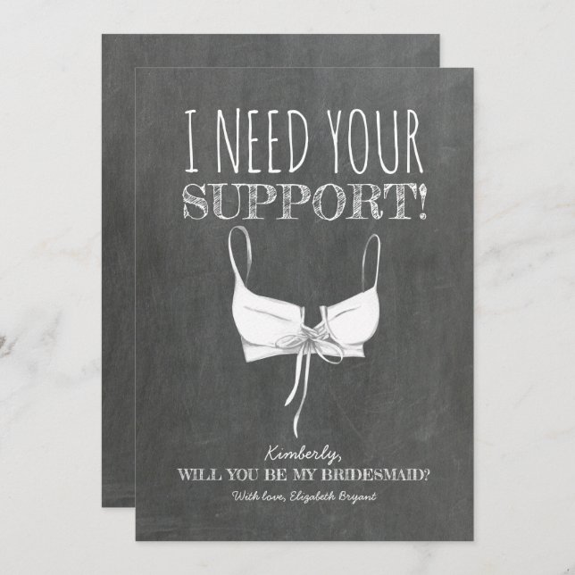 Need Your Support Funny Bridesmaid Proposal Invitation (Front/Back)