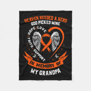 Needed A Hero God Picked My Grandpa Leukemia Memor Fleece Blanket