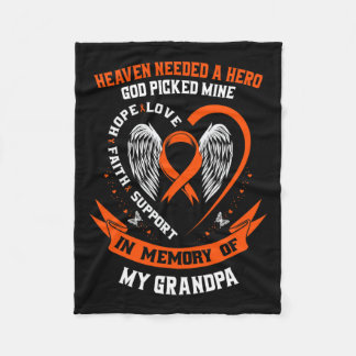 Needed A Hero God Picked My Grandpa Leukemia Memor Fleece Blanket