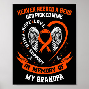 Needed A Hero God Picked My Grandpa Leukemia Memor Poster