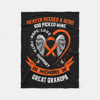 Needed A Hero God Picked My Great Grandpa Leukemia Fleece Blanket