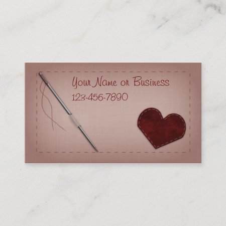 Needle And Pink Cloth Seamstress Business Card