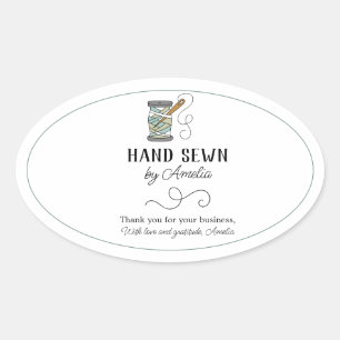 Needle and Thread Handlettered Sewing Oval Sticker