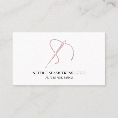 Needle and Thread Rose Gold Seamstress Boutique Business Card