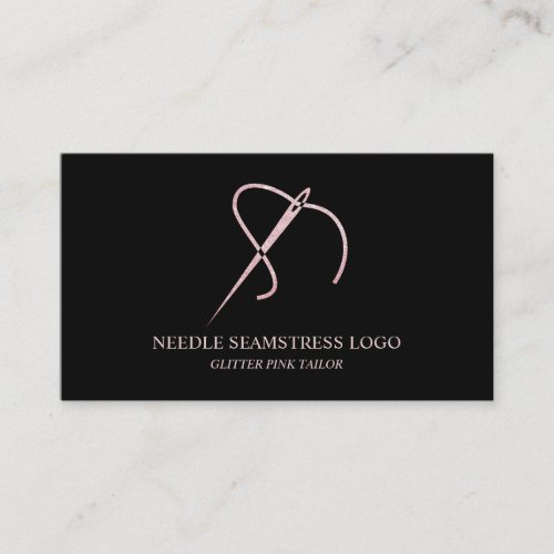 Needle and Thread Rose Gold Seamstress or Tailor Business Card