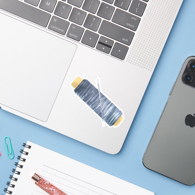 Needle and thread sticker (Laptop w/ iPhone)