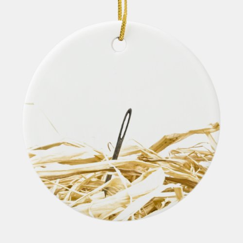 needle in a haystack ceramic ornament