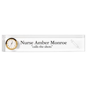 "Needle" Personalized Nameplate w/Clock