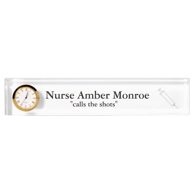 "Needle" Personalized Nameplate w/Clock (Front)