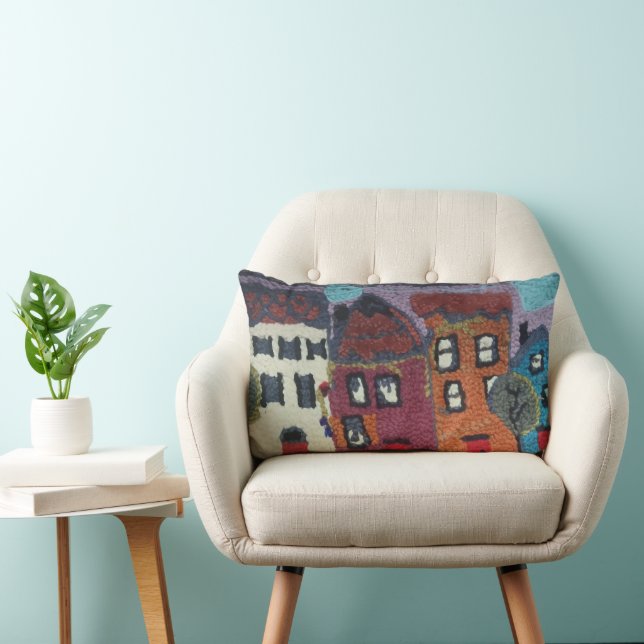 needle punc neighborhood design pillow/houses lumbar pillow (Chair)