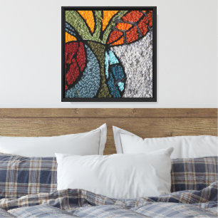 Needle Punch abstract fall scene/leaves/wall decor