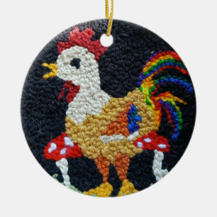 Needle Punch Rooster design ornament