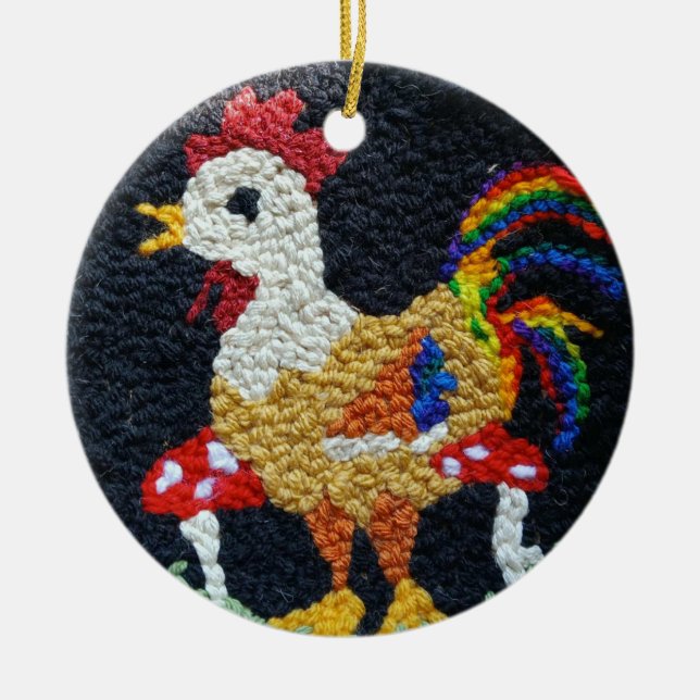 Needle Punch Rooster design ornament (Front)