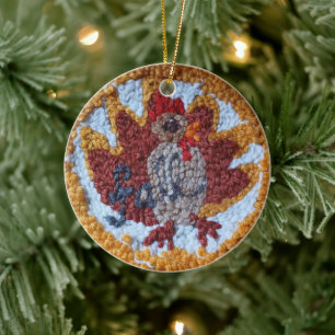 needle punch turkey design decorative ornament
