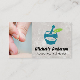 Needle to Skin Closeup Holistic Healing Logo Business Card