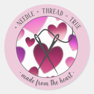 Needle+tread=true Made from the heart pale pink Classic Round Sticker