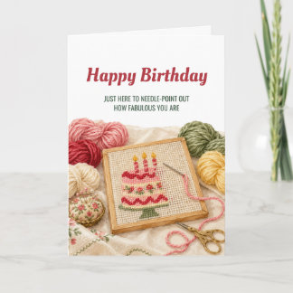 Needlepoint Birthday Card for Stitchers Cake Canva