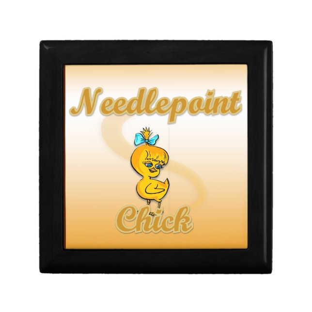 Needlepoint Chick Keepsake Box (Front)