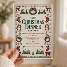 Needlepoint Christmas Dinner Burgundy Bows Dogs