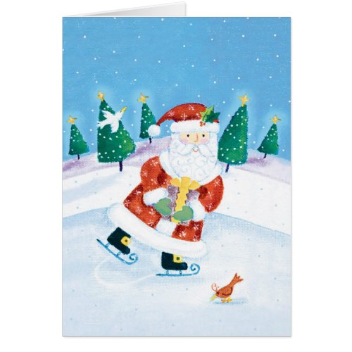 Needlepoint ice Santa Christmas customizable card