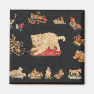 Needlepoint Kitty Cat Magnet