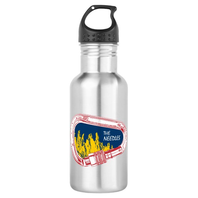 Needles Climbing Carabiner Stainless Steel Water Bottle (Front)