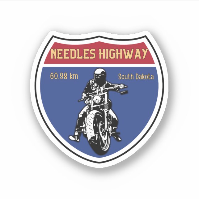 needles highway motorcycle road trip south dakota sticker (Front)