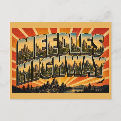 Needles Highway SD Granite Spires Pine Forest Art Postcard