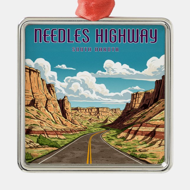 Needles Highway South Dakota Landscape Metal Ornament (Front)