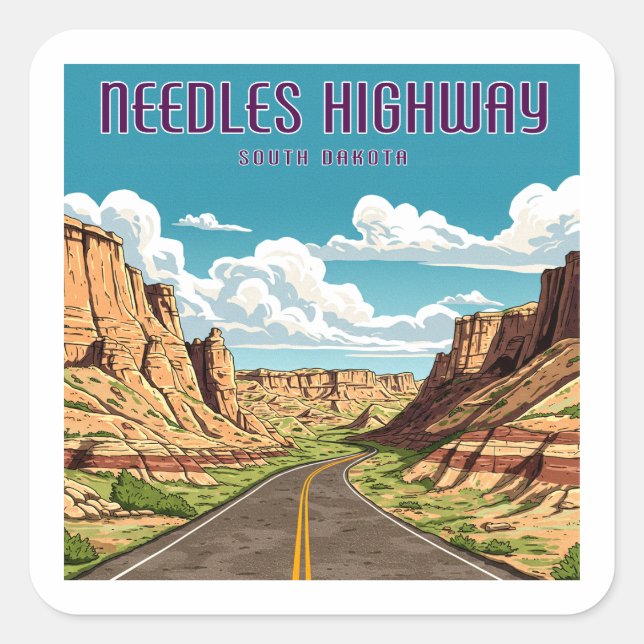 Needles Highway South Dakota Landscape Square Sticker (Front)