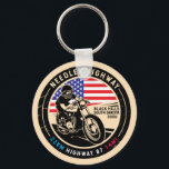 Needles Highway South Dakota Motorcycle Keychain<br><div class="desc">Needles Highway done in a vintage,  distressed style emblem. It is a famous scenic drive found in South Dakota and apart of the Peter Norbeck Scenic Byway.</div>