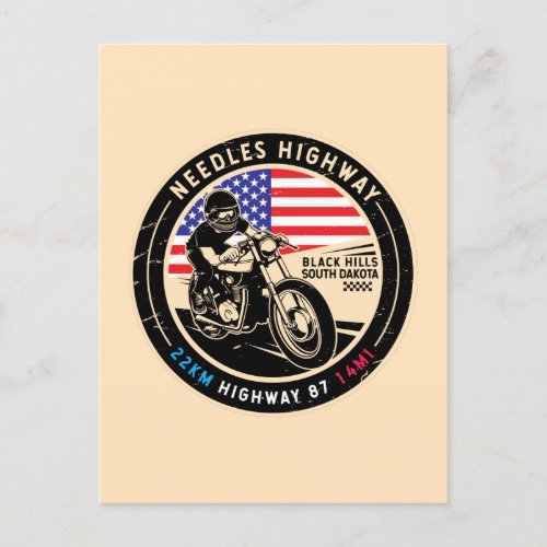 Needles Highway South Dakota Motorcycle Postcard