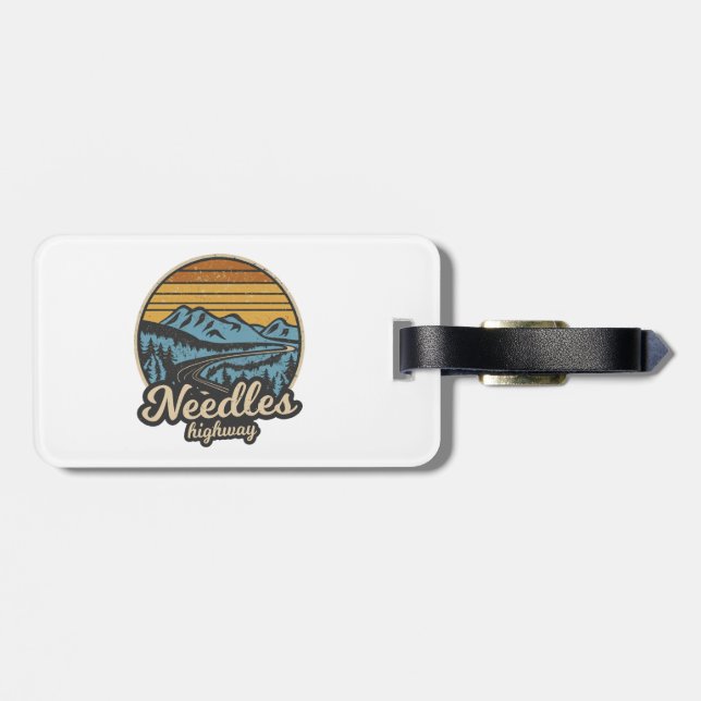 Needles Highway South Dakota Retro Luggage Tag (Back Horizontal)