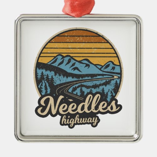 Needles Highway South Dakota Retro Metal Ornament